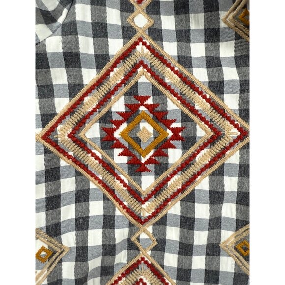 Savanna Jane Embroidered Gingham Blouse S NWT Boho Western Aztec Soft Geometric - Picture 8 of 14